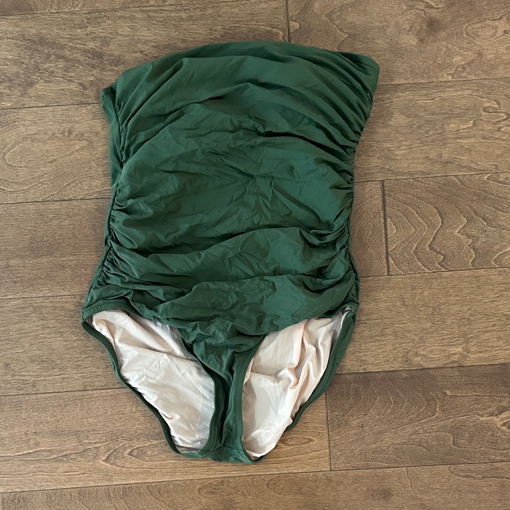 J. Crew Olive Strapless Swimsuit (straps not included)